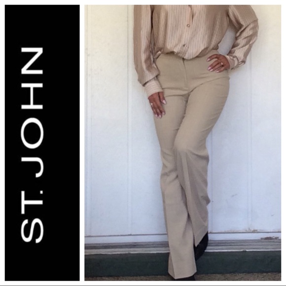 ST. JOHN WOOL CREAM HIGH WAIST TROUSERS SI… - Picture 2 of 8